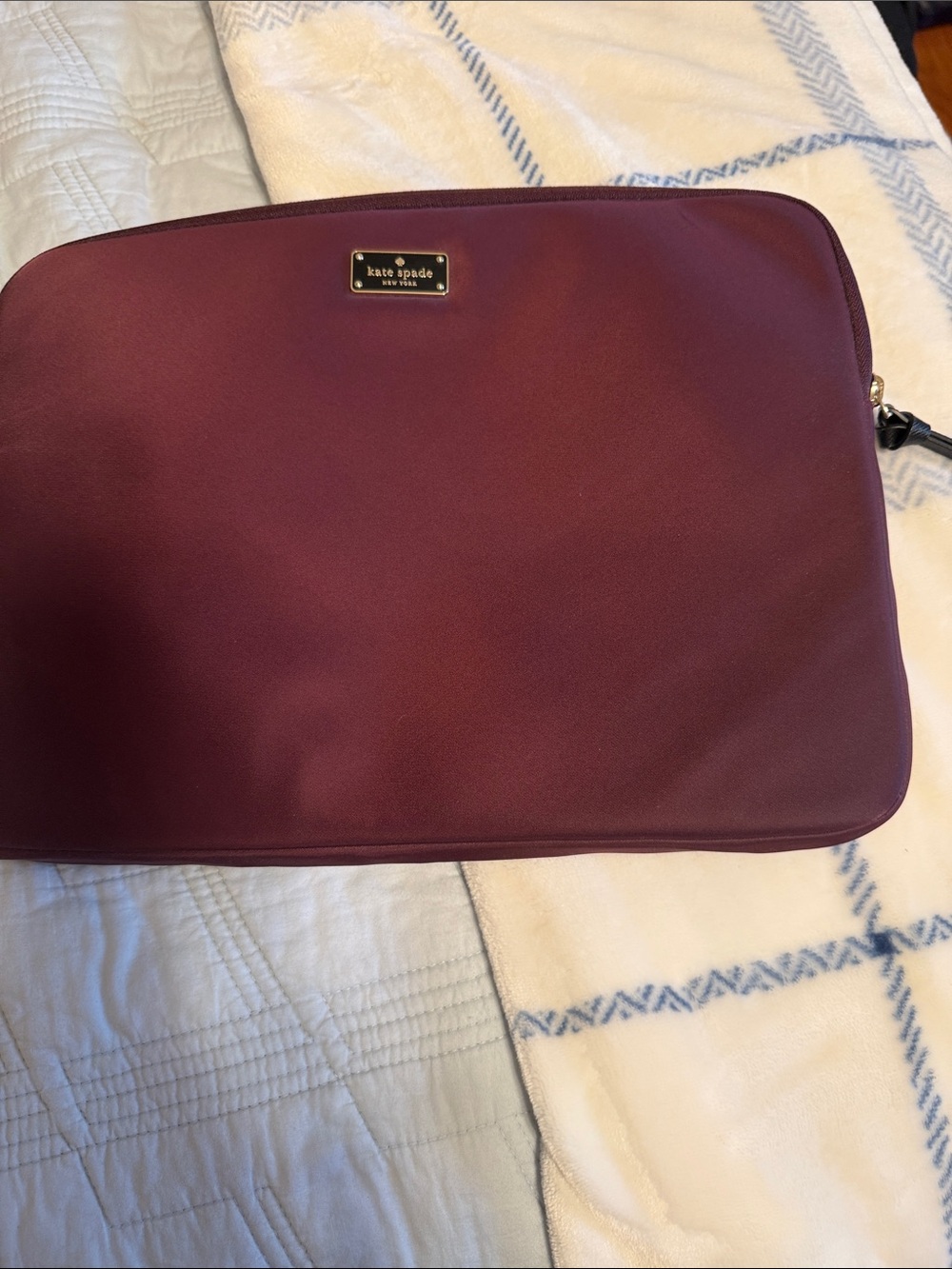 kate spade Plum Nylon Laptop Sleeve with Gold Logo Plate